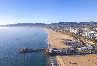 An aerial view of Santa Monica, California