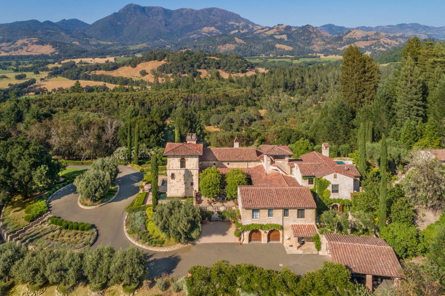 Another aerial view Tuscan Mansion