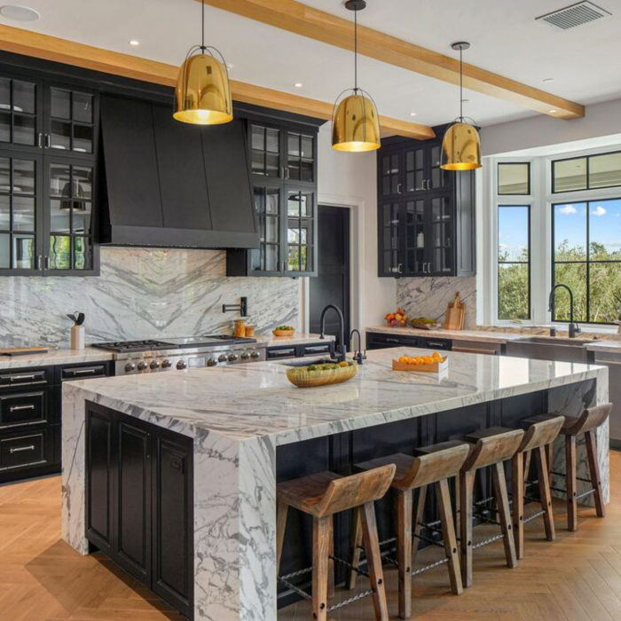 Kitchen with counter stools in Oakmont Brentwood CA