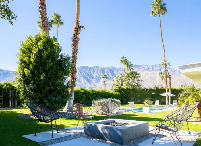 Palm springs estate with  mountains in the background