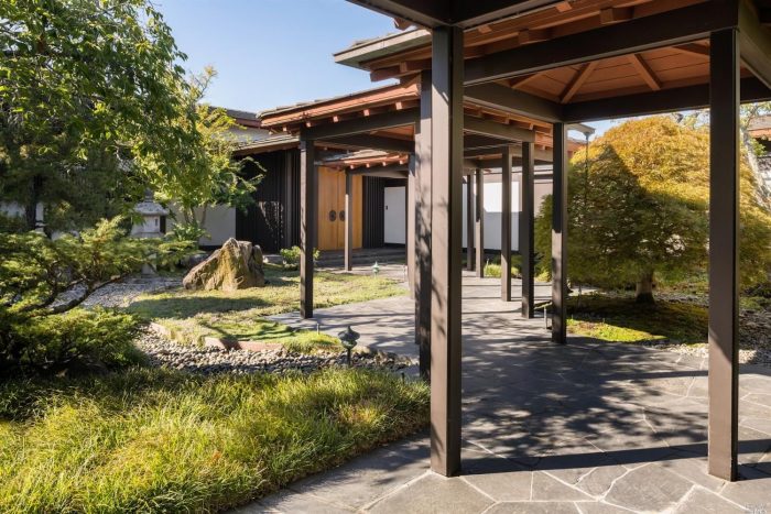 Mid-Century and contemporary Japanese architecture covered walkway