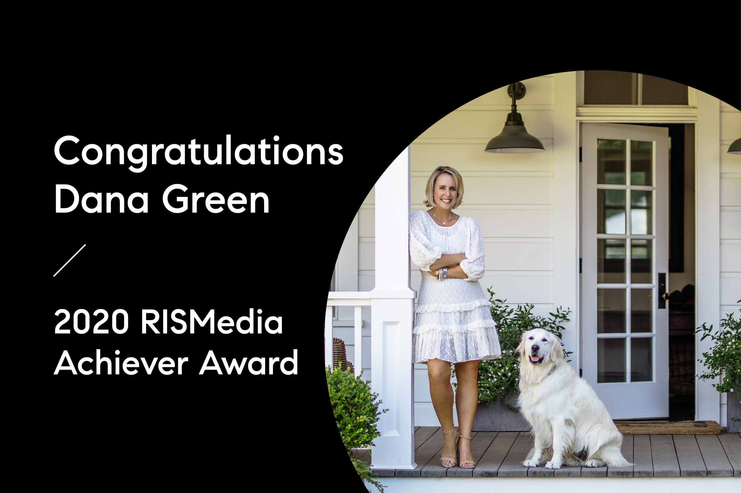 Woman and dog on front porch