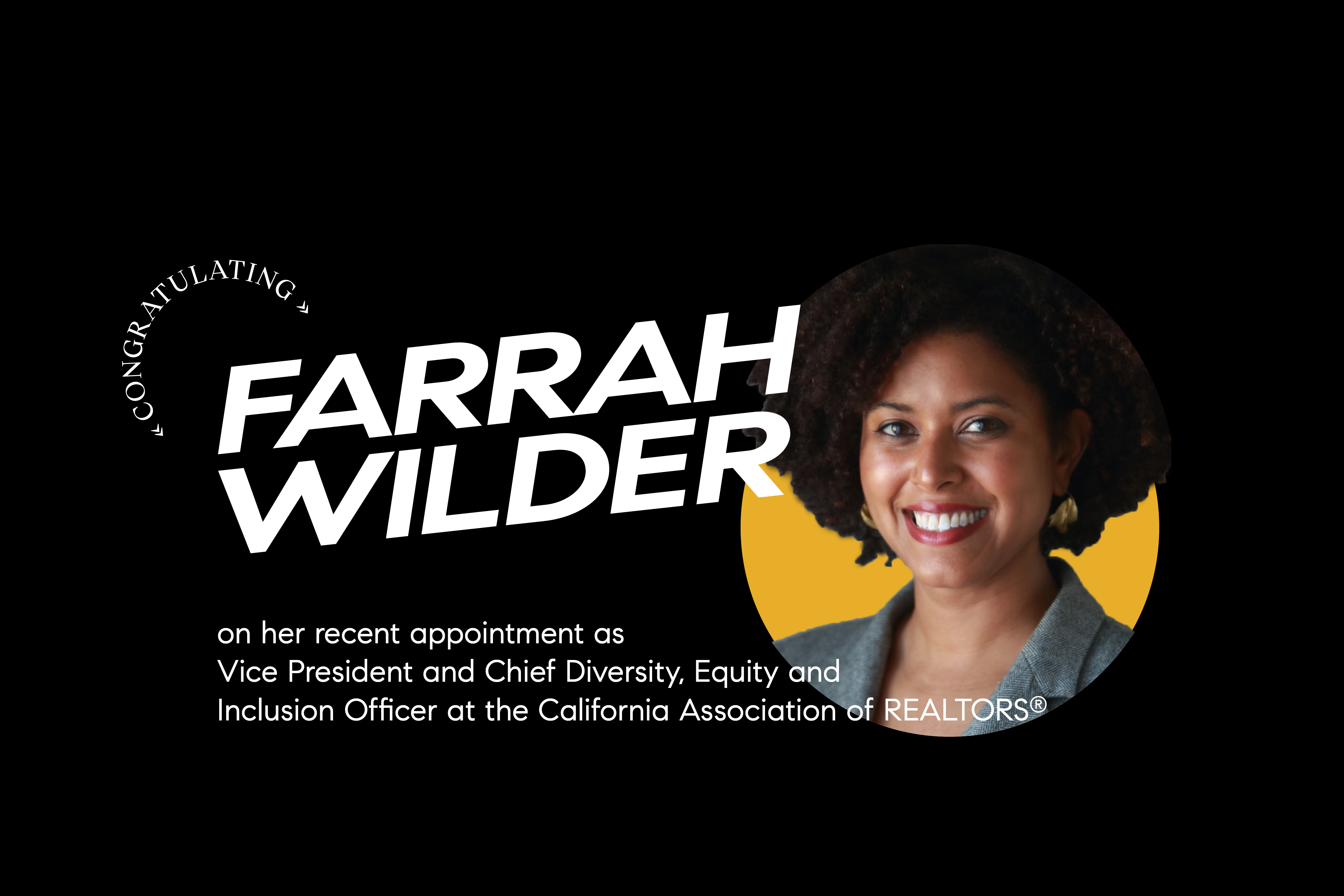 Blog HERO graphic Congratulations Farrah Wilder VP and Chief Diversity Equity and Inclusion Officer CAR