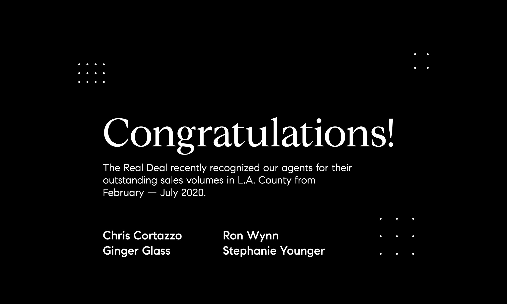 Blog HERO graphic Congratulatory by The Real Deal Sales Volume LA County Feb July  scaled