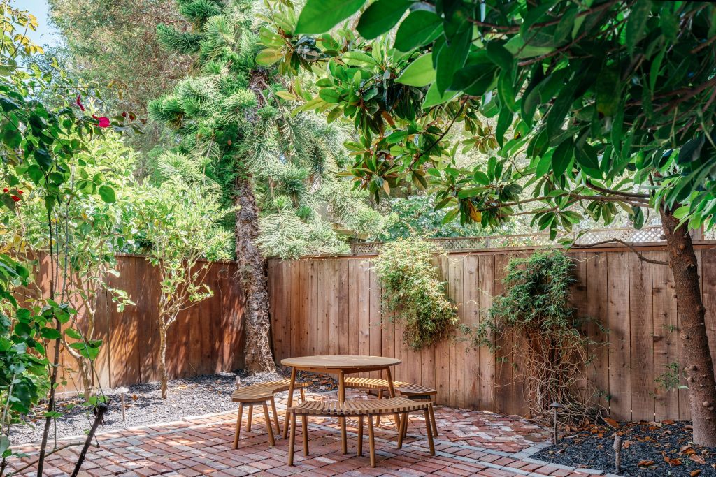 back yard with table. 