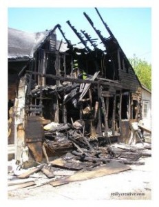 Image of a burned-out house