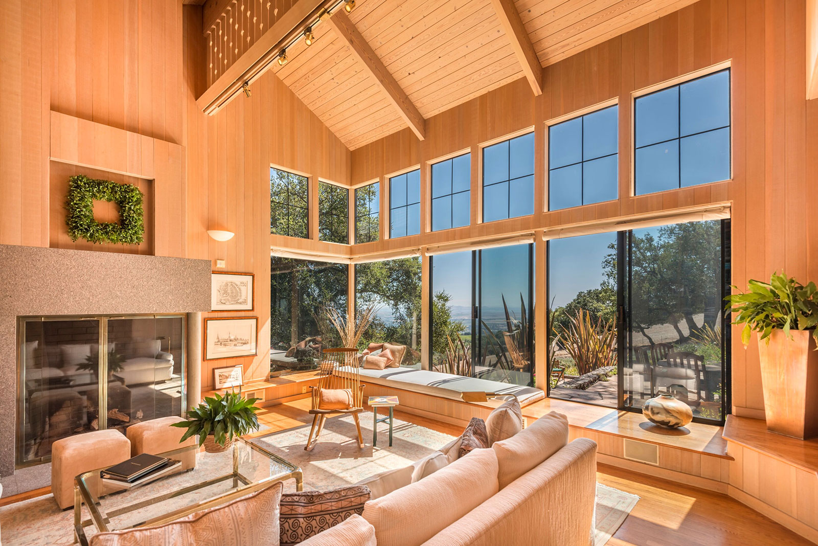 sonoma home living room with wood