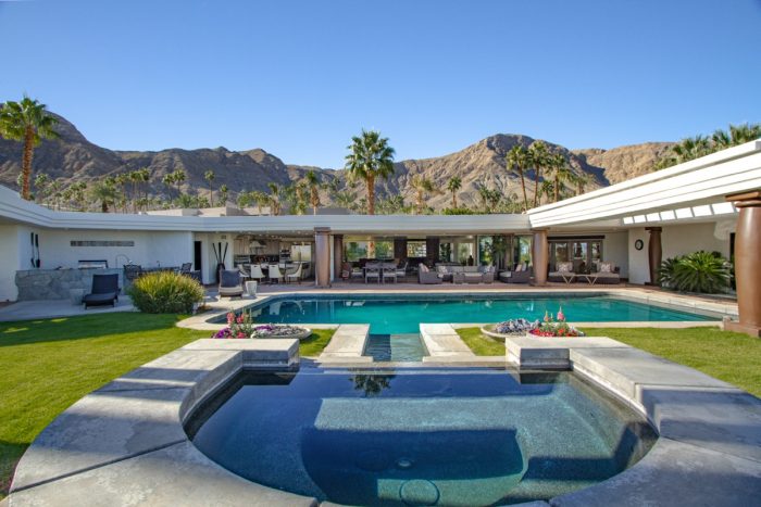 swimming pool house palm tree view of mountains