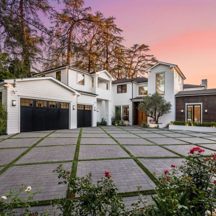 Modern farmhouse estate Encino Ca  at sunset