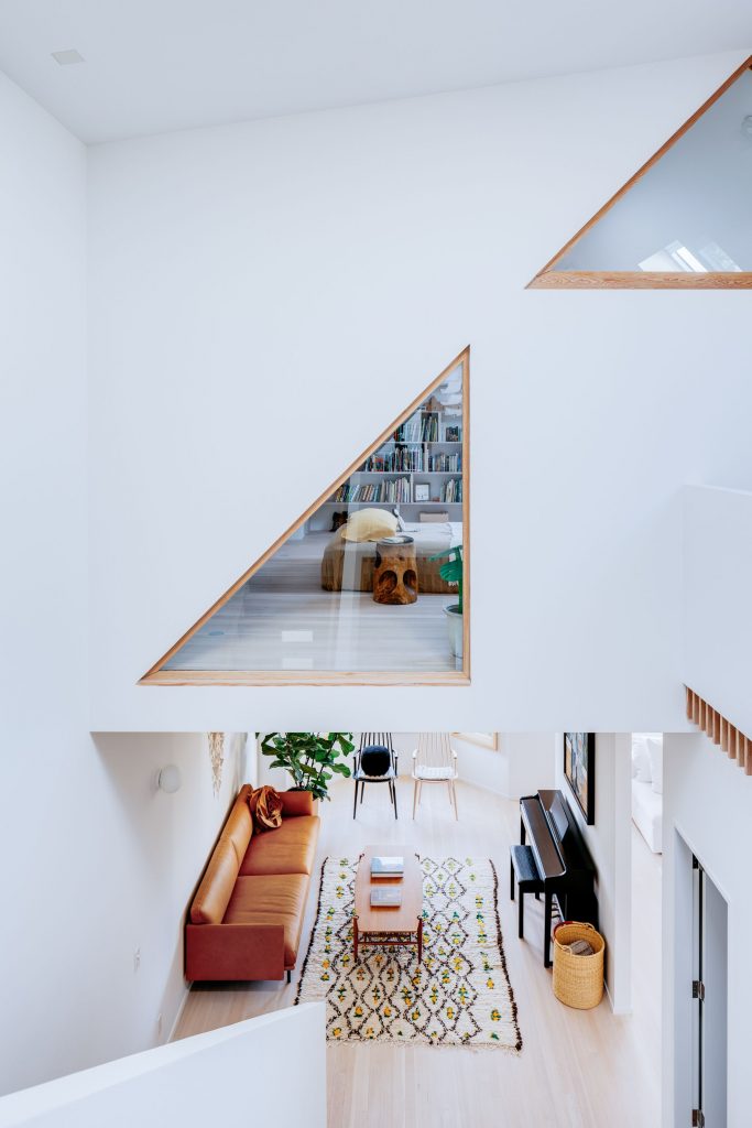 stairwell with designer windows