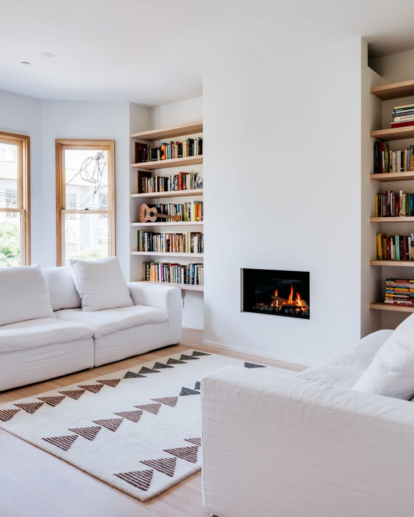 living room with fireplace