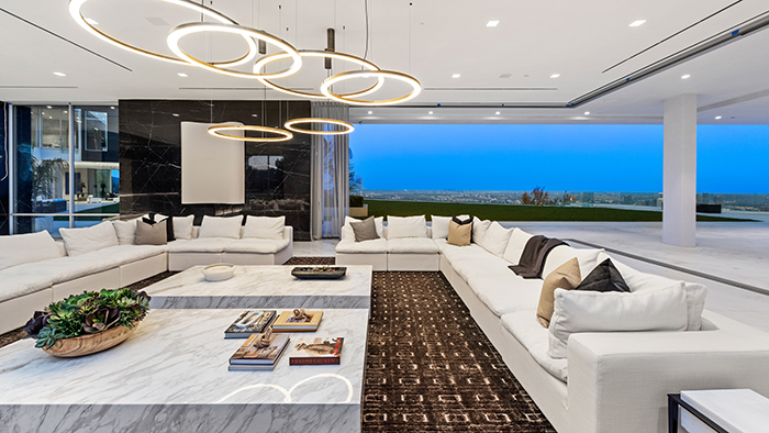 Grand Bel Air Custom Estate Livingroom with panorama windows