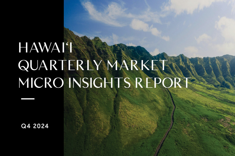 Header for Q4 Hawaii 2024 Market Report blog post by Compass that reads, “Hawaii Quarterly Market Report Insights”.