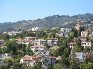 View of homes in Oakland's Rockridge neighborhood.