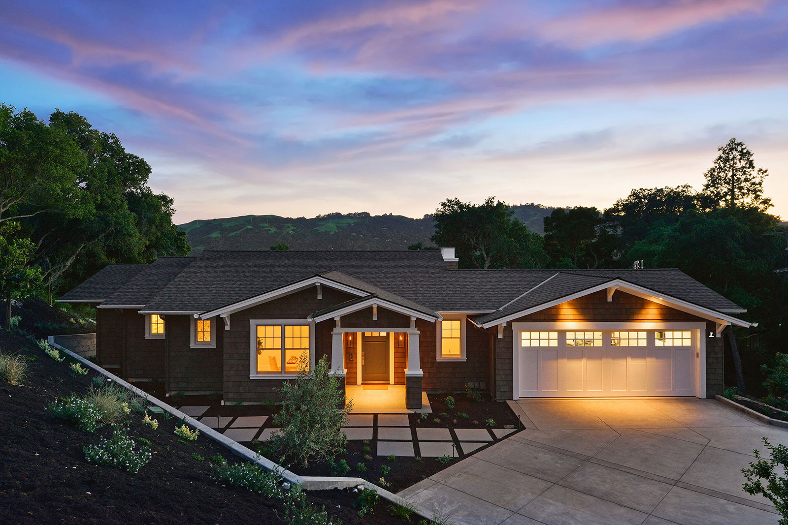 outside view of home at dusk