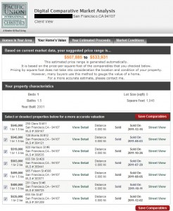 A screenshot of the home value tab of the DCMA