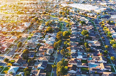 An aerial view of Hawthorne, California