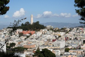 Photo of a San Francisco hillside crowded with homes