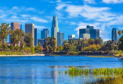 The Los Angeles skyline as seen from Echo Park