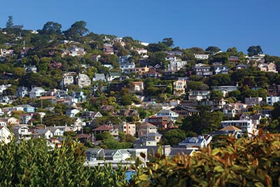 Homes on a hill in Sausalito, California