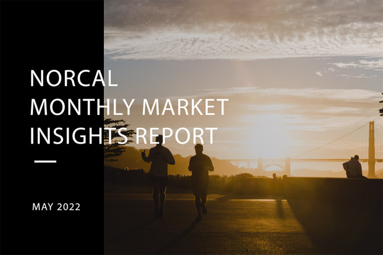 May 2022 Monthly Market Insiight Report with silhouette of runners at sunet