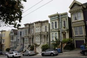 Photo of a row of pastel-color homes in San Francisco