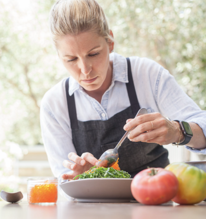 Chef making salad