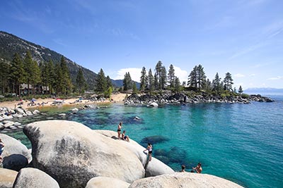 People swimming in Lake Tahoe