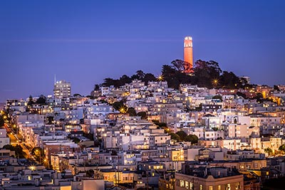 San Francisco's Telegraph Hill at night