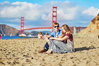 Couple at San Francisco's Baker Beach