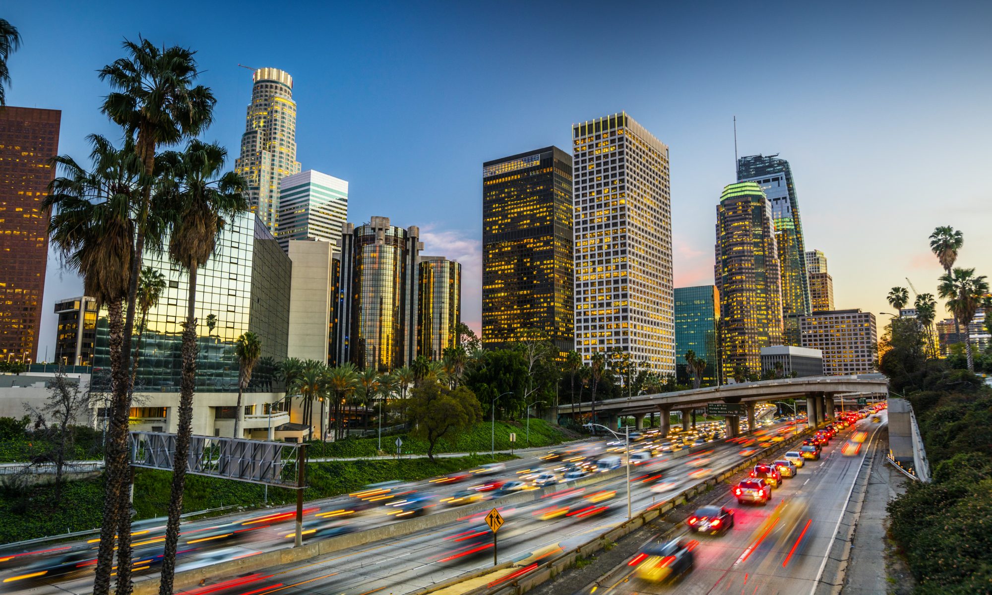 Traffic in downtown Los Angeles, California