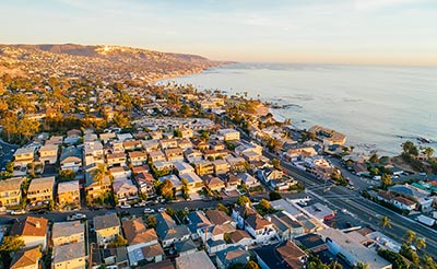 A aerial view of Laguna Beach, California