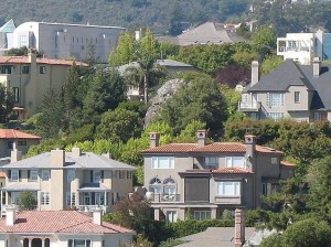 View of homes in Oakland's Rockridge neighborhood