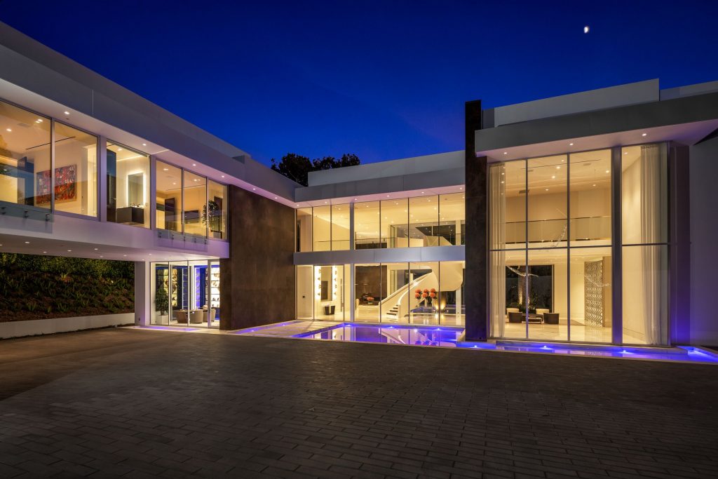 evening view of bel air home