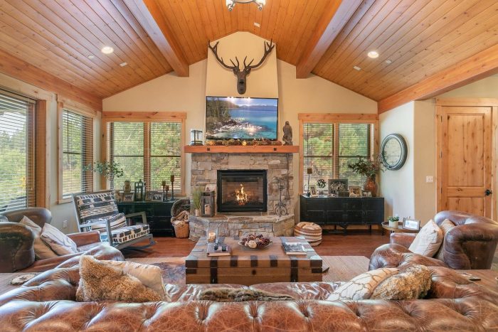 Living room with elk horns