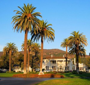 Palm trees shade the main building at Napa's Silverado Resort.