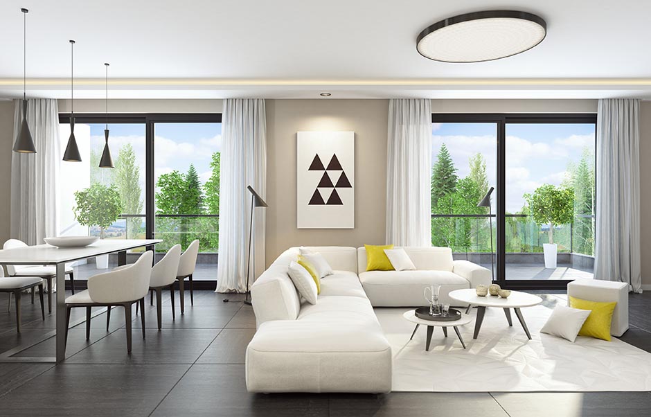 Fresh and modern white style living room interior