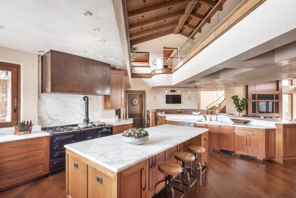 kitchen with marble counter top